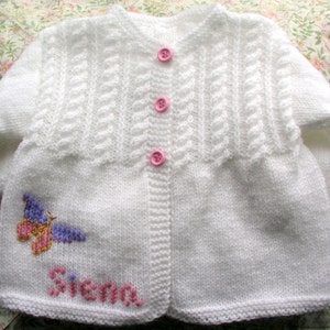 Personalized Gift Any Name & Size Hand Knitted Baby Girl Sweater image 4