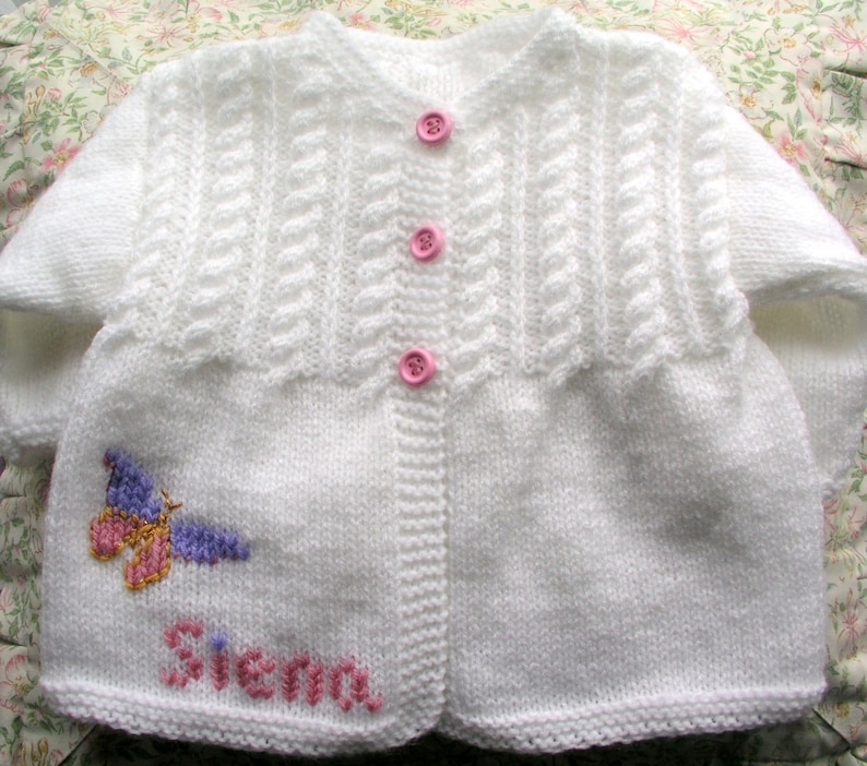 Personalized Gift Any Name & Size Hand Knitted Baby Girl Sweater image 4