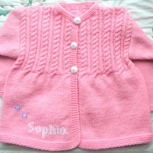 Personalized Gift Any Name & Size Hand Knitted Baby Girl Sweater image 2