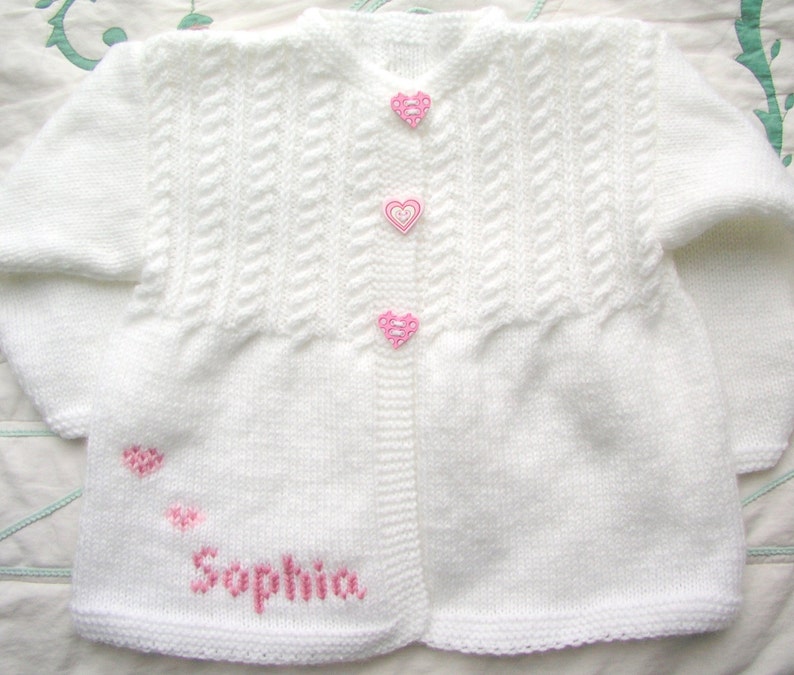 Personalized Gift Any Name & Size Hand Knitted Baby Girl Sweater image 5