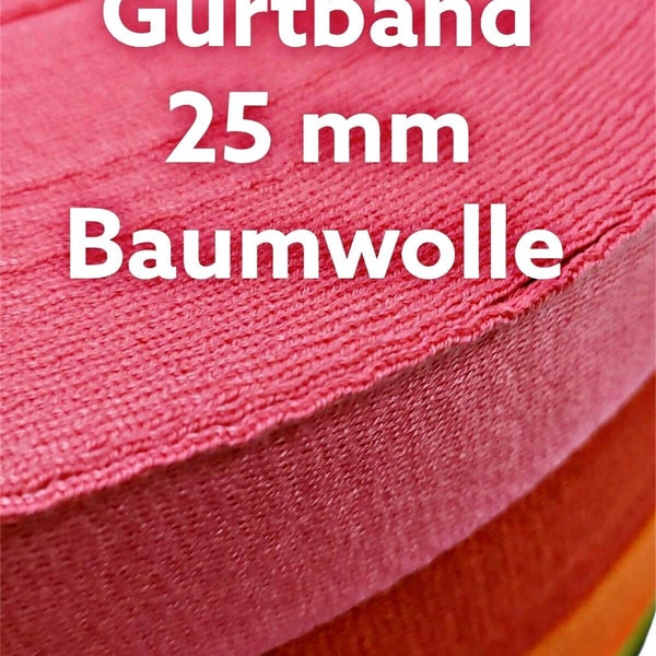25 mm Gurtband Baumwolle viele Farben 2,5 cm breit