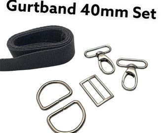 Taschengurt Set (11 FARBEN) 40 mm Baumwolle Gurtband 40 mm/ D-Ring 40 mm/ Karabinerhaken 40 mm/ Gurtschieber 40 mm