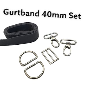 Bag strap set (11 COLORS) 40 mm cotton webbing 40 mm/ D-ring 40 mm/ carabiner 40 mm/ strap slider 40 mm