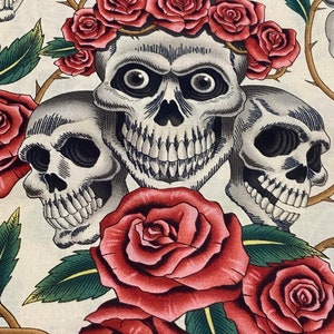 Alexander Henry Baumwollstoff skulls and roses Bild 2