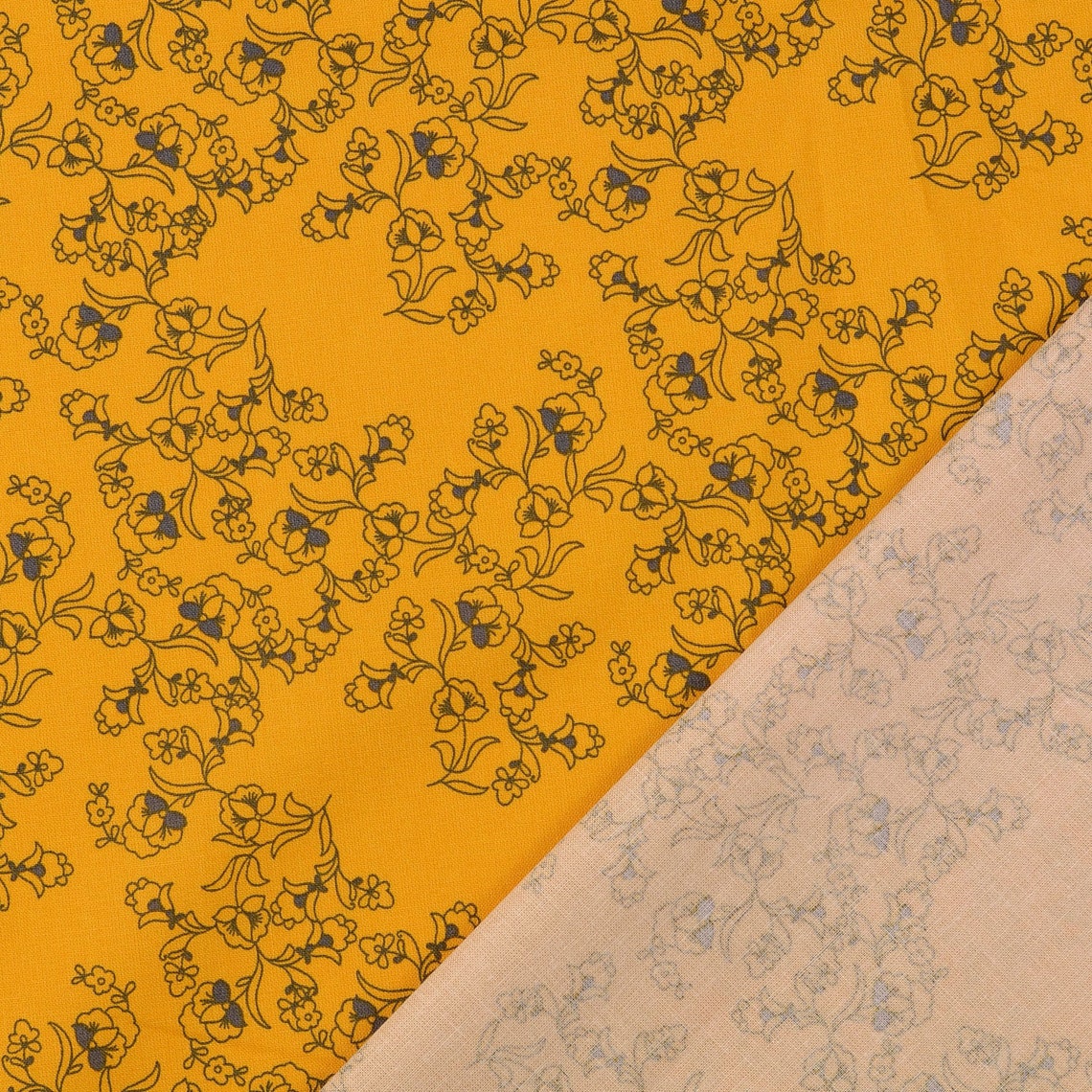 Cotton Fabric Pattern Yellow Etsy