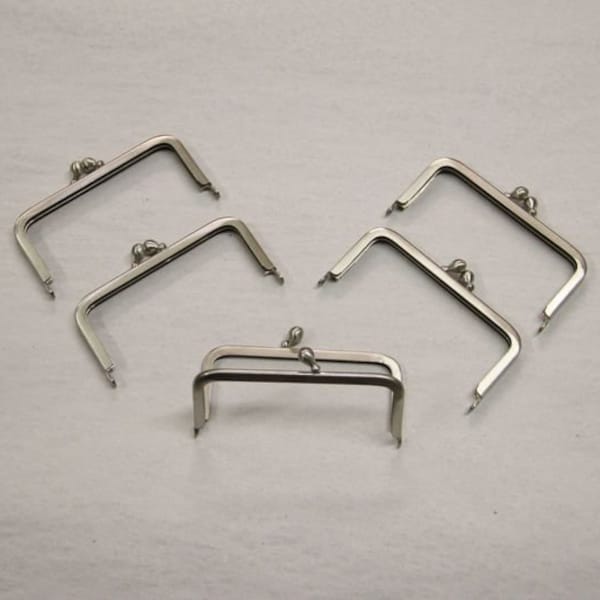 5 Taschenbügel #86/A4 10cm matt Nickel Purse Frame Taschenclip Clipverschluss Taschenverschluss