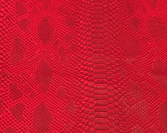 Artificial leather red snake look sold by the meter