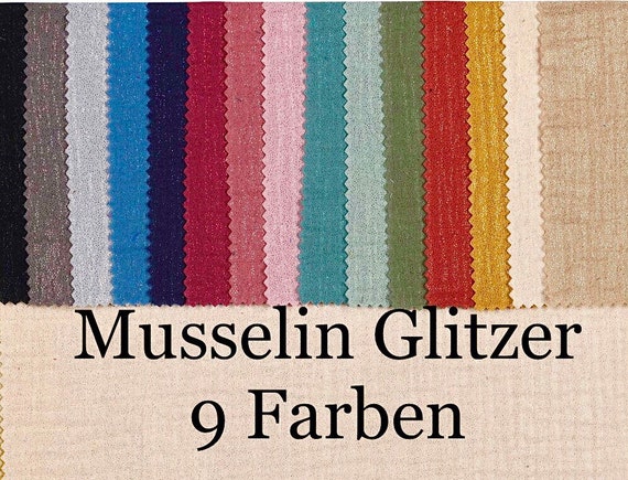9 Farben Musselin Double Gauze Glitter Glitzer Stoff