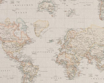Decorative fabric cotton fabric by the meter fabric map world map fabric