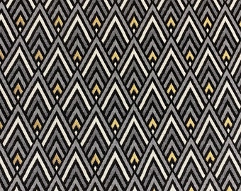 Tapestry fabric black with gold