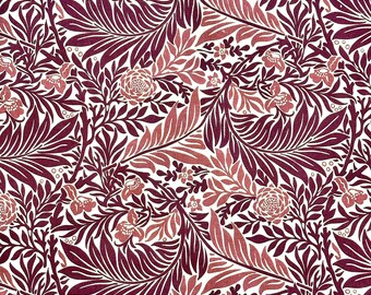 Tissu d'ameublement | Tissu coton Fougères Vintage rose magenta rose