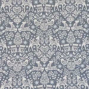 tissu en coton gris animaux de la forêt