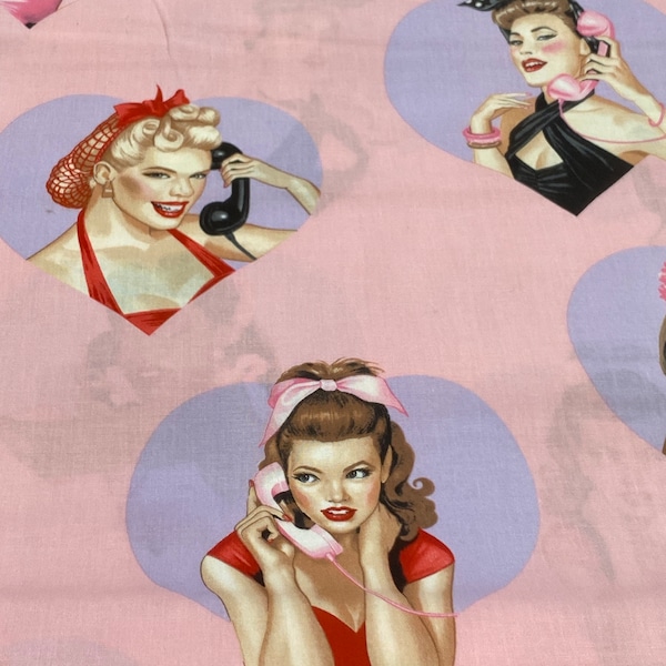 Alexander Henry pin up girls Dial LOVE