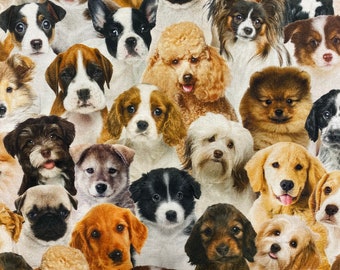 Tela de lona de algodón con estampado de perros
