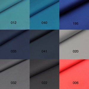 May include: A color chart with nine fabric swatches. The swatches are arranged in three rows of three. The swatches are labeled with numbers: 012, 040, 195, 035, 041, 020, 032, 022, and 006.