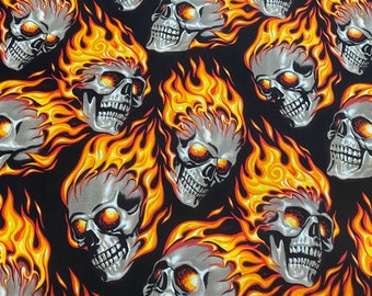 Cotton fabric Alexander Henry skull flame