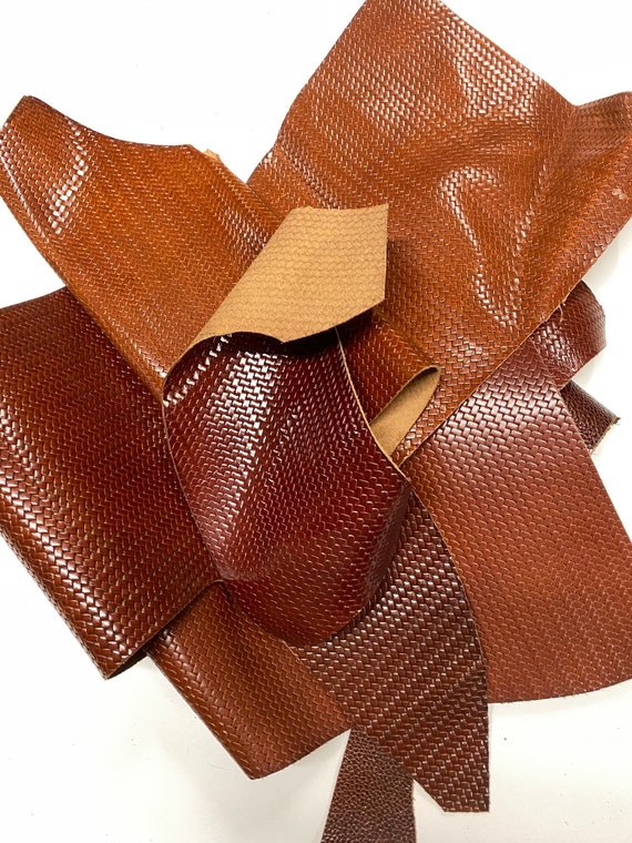  Leather Scraps - Pieces of Leather in Brown Ideal for