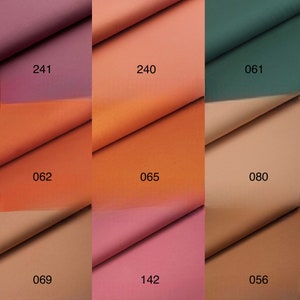 May include: Nine fabric swatches in various shades of brown, orange, pink, and green. The swatches are labeled with numbers: 241, 240, 061, 062, 065, 080, 069, 142, and 056.