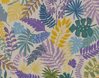 Cotton fabric colorful leaves