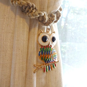 Macrame Curtain Tie Backs, Owl Curtain Tiebacks, Rustic Home Decor, Curtain Hold Backs, House Warming Gift, Owl Home Decor