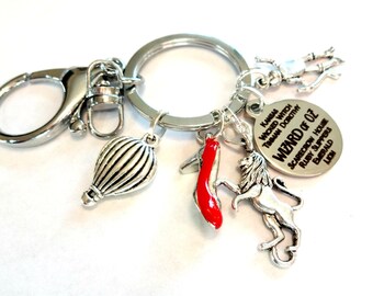 Wizard of Oz Charm Keychain, Ruby Slippers, Cowardly Lion