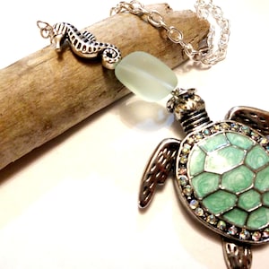 Green Sea Turtle Rear View Mirror Car Charm, Turtle Car Accessories, Sea Turtle Gifts, Seahorse Mirror Ornament, Sea Glass