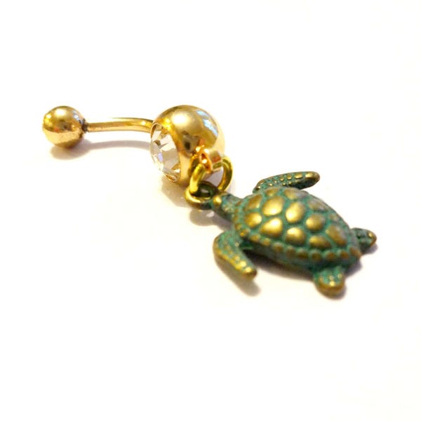 Sea Turtle Belly Button Ring, Turtle Body Jewelry, Body Piercings, Turtle Navel Ring, Sea Creature Jewelry, Marine Biologist Girlfriend Gift