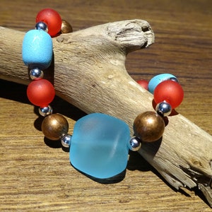 Copper and Sea Glass Bracelet, Ocean Bracelet, Sea Glass Jewelry, Gift for Her