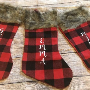 Personalized Buffalo Plaid Christmas Stockings - Free Shipping