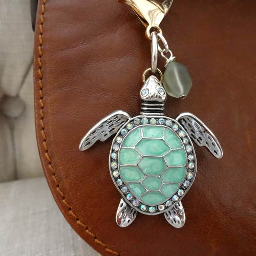 Breloque pour sac à main tortue de mer : tirette de sac à main en verre de mer