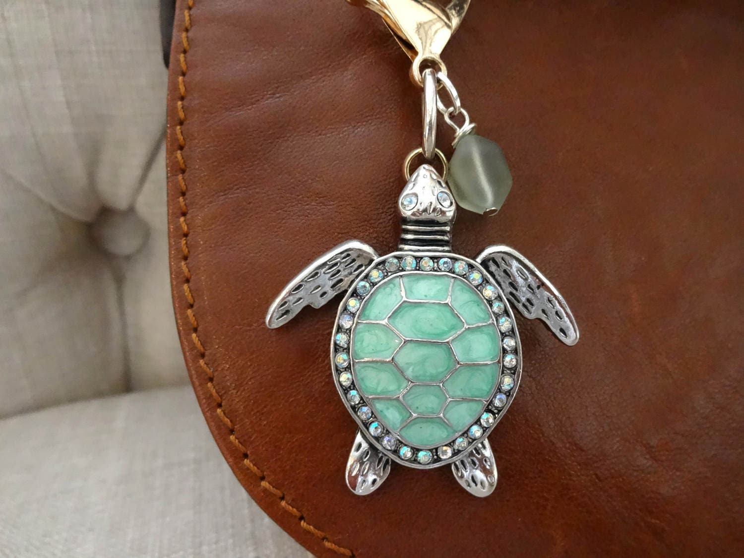Sea Turtle Purse Charm, Turtle Zipper Pull, Sea Glass Handbag Charm, …