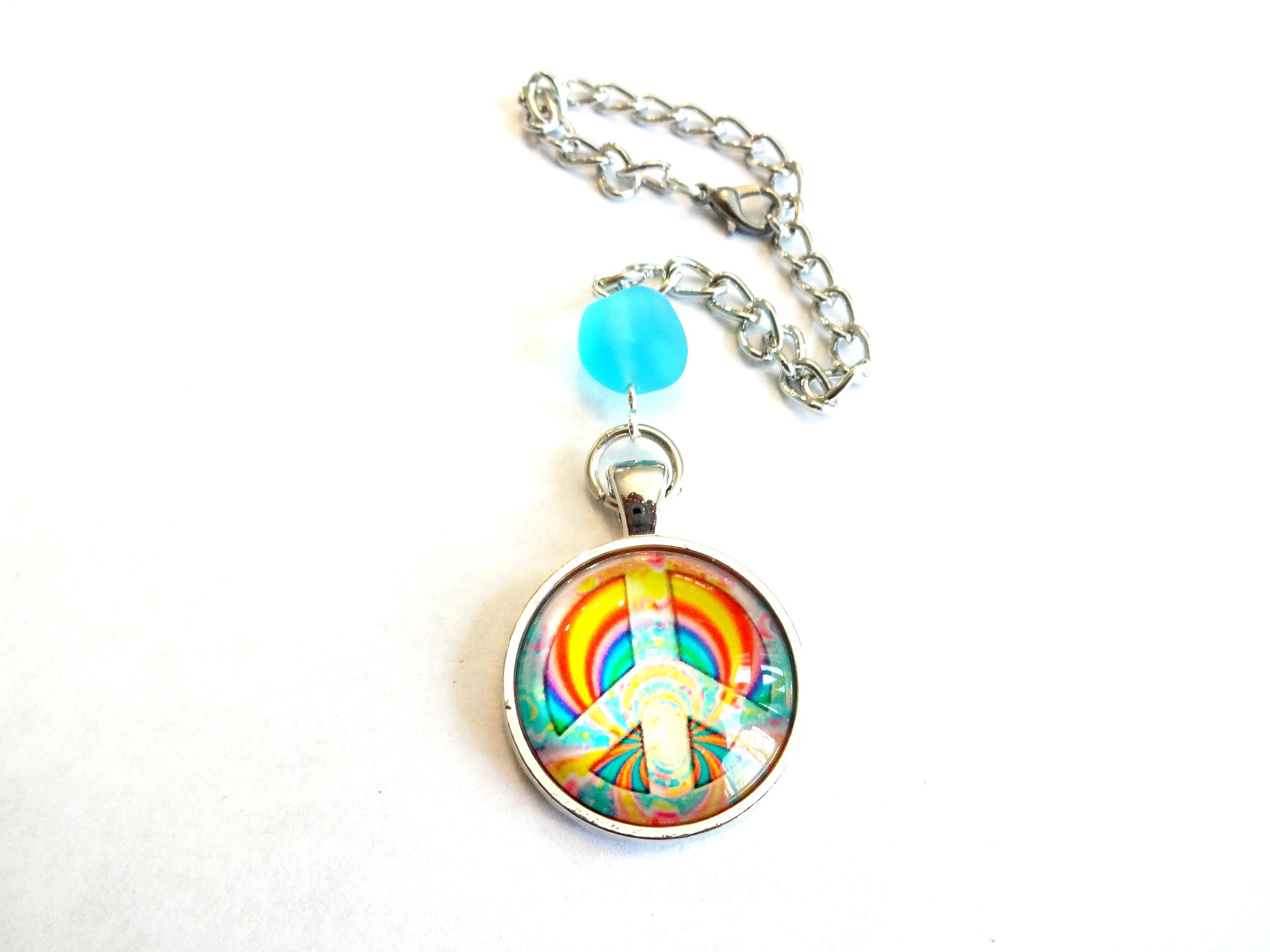 Peace Sign Gift Peace and Love Car Charm Rear View Mirror Car Accessories Hippie Tree Ornament