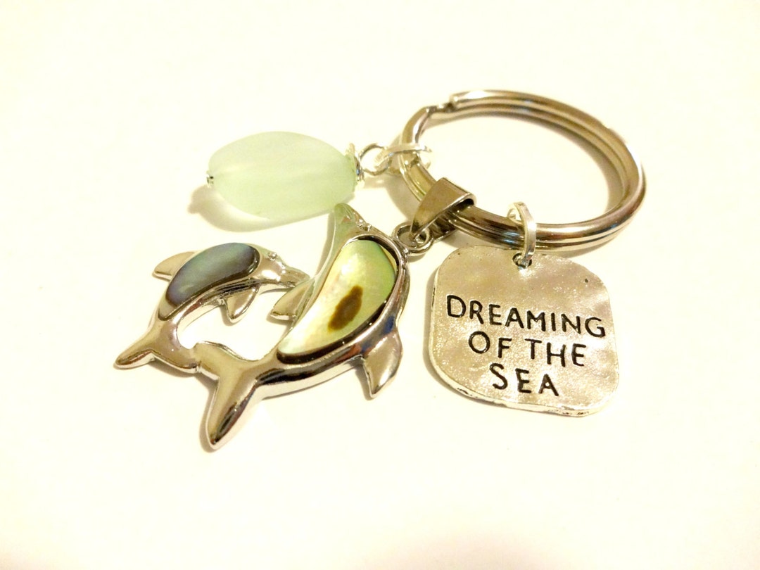 Dolphin Keychain, Dolphin Gift, Abalone Shell Keychain, Sea Foam Green ...