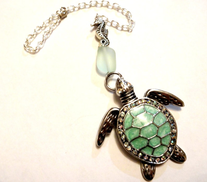 Green Sea Turtle Rear View Mirror Car Charm Turtle Car Etsy
