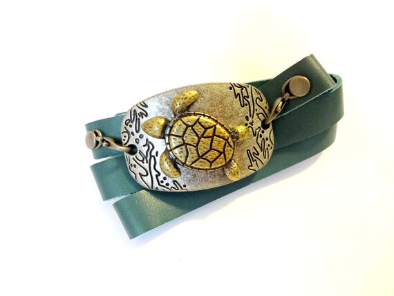 Sea Turtle Bracelet, Leather Wrap Bracelet, Blue Green Leather Wrap Bracelet, Cool Jewelry, Beach Bracelet, Turtle Gift, Sea Turtle Jewelry Sea Turtle Bracelet, Leather Wrap Bracelet, Blue Green Leather Wrap Bracelet, Cool Jewelry, Beach Bracelet, Turtle Gift, Sea Turtle Jewelry