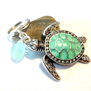 Sea Turtle Keychain Sea Glass Key Chain Beach Accessory - Etsy