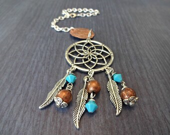 Crystal Dream Catcher Rear View Mirror Car Charm Turquoise Swarovski, Copper Boho Car Accessories, Cool Car Mirror Charm