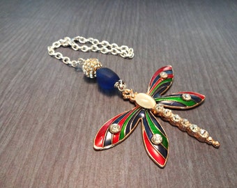 Dragonfly Rear View Mirror Charm, Colorful Car Mirror Accessories, Dragonfly Suncatcher, Dragonfly Car Accessories, Car Mirror Hanging