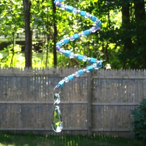 Crystal Beaded Suncatcher, Garden Art, Spiral Sun Catcher,