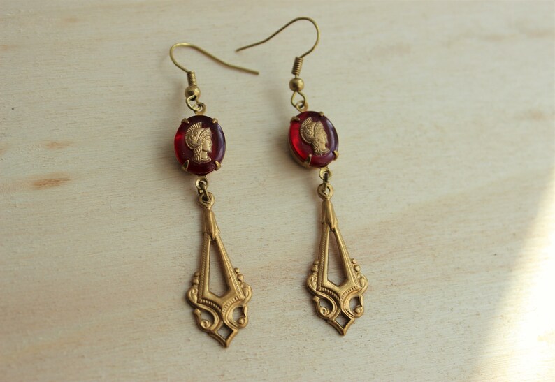 Vintage Garnet Antique Warrior Earrings