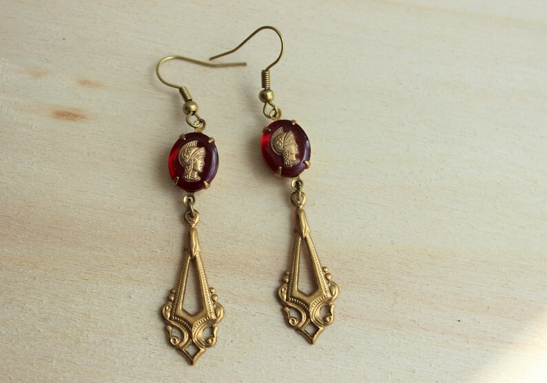 Vintage Garnet Antique Warrior Earrings