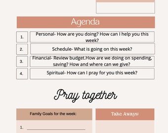 Marriage Weekly Check-In (Meeting) Sheet