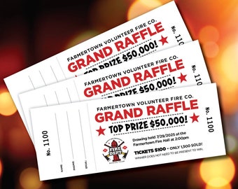 Custom Raffle Tickets, FREE DESIGN, Gala Ticket Printing, School Numbered Tickets, Meat Raffle Tickets, Fundraiser Tickets, Fire Department