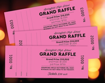 Custom Raffle Tickets, Full Design Included, Gala Ticket Printing, Numbered Tickets, Meat Raffle Tickets, Fundraiser Benefit Tricky Tray