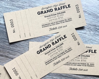 Custom Raffle Tickets, Full Design Included, Gala Ticket Printing, Numbered Tickets, Meat Raffle Tickets, Fundraiser Tickets, Custom