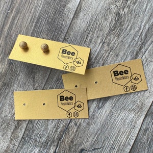 Logo Orecchini Carte Vintage Oro Luccicante Carte gioielli in lamina personalizzata, Mini Stud Orecchini Backers, Post Orecchini Schiena, Gioielli Packaging Shimmer