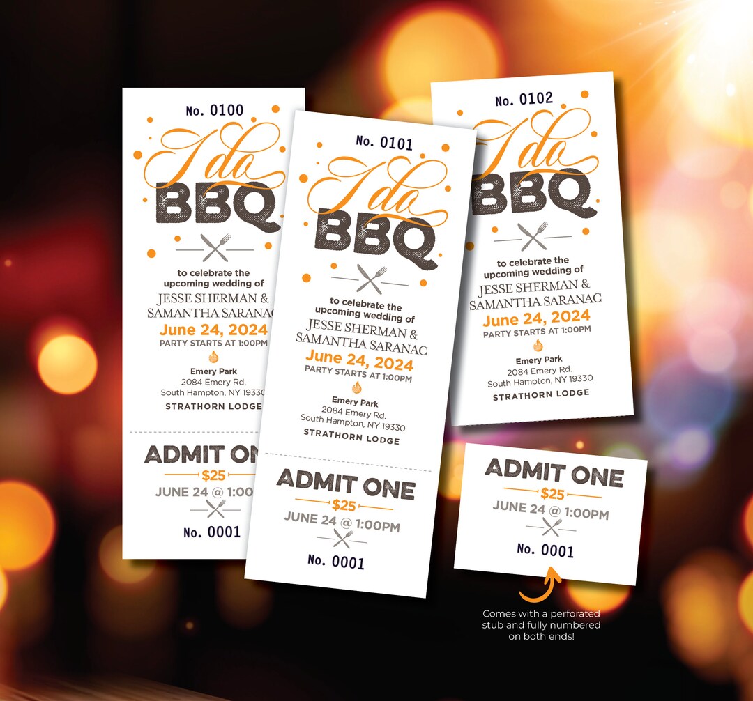 Custom I Do BBQ Tickets, Full Design Included, Buck and Doe Ticket ...