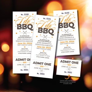 Custom I Do BBQ Tickets, Full Design Included, Buck and Doe Ticket Printing, Numbered Tickets, Bachelorette Bachelor Party Tickets, Custom