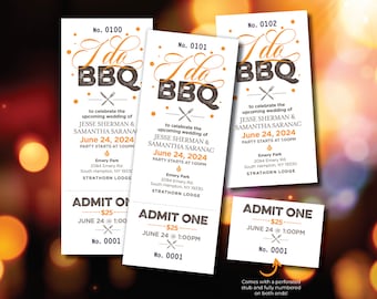 Custom I Do BBQ Tickets, Full Design Included, Buck and Doe Ticket Printing, Numbered Tickets, Bachelorette Bachelor Party Tickets, Custom