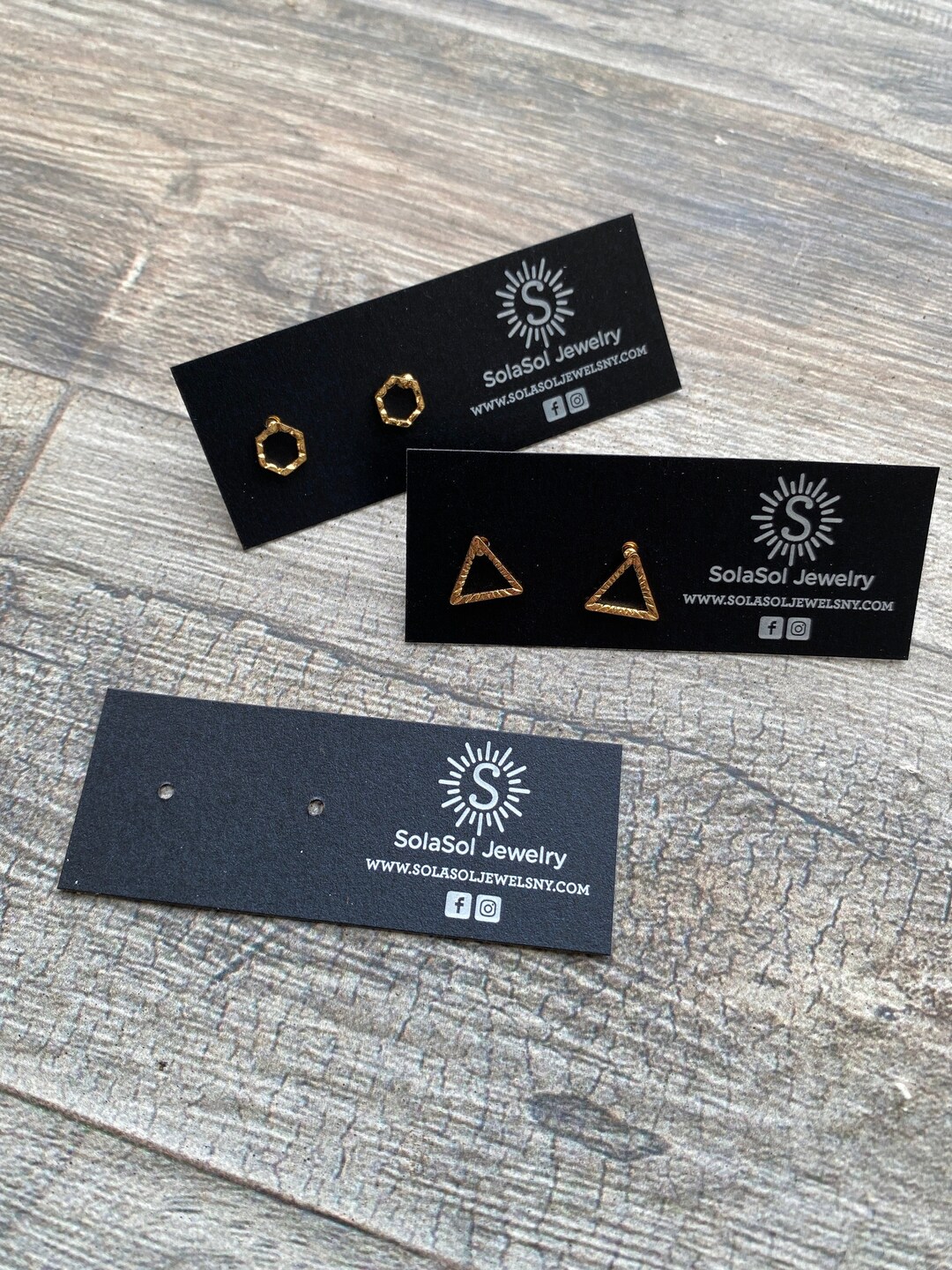 Black Earring Cards, White Ink Black Stock Custom Jewelry Card Mini